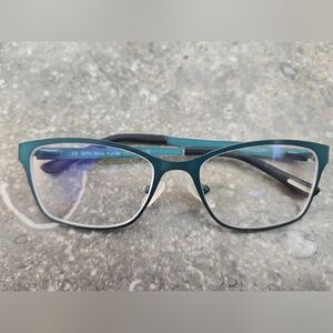 Kam Dhillon Teal Metal Eyeglass Temple Arm - Mina Hunter  Model